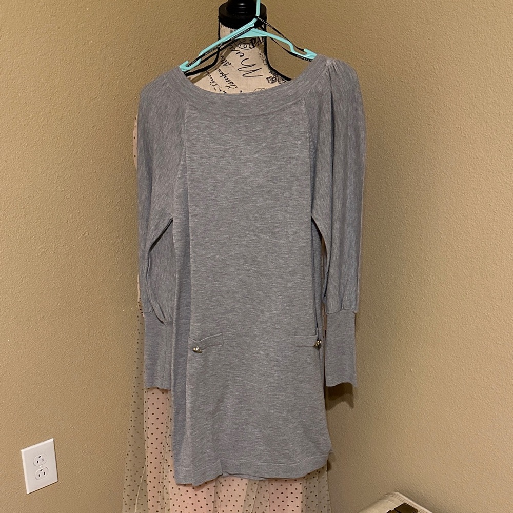 Vince Camuto Gray Long Sleeve Dress